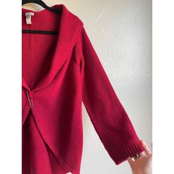 J. Jill Size Medium Wool Blend Soft Red Open Cardigan Long Sleeve - Picture 7 of 11